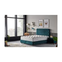 Mobilya Dükkanım Stannis 100x200 cm Başlıklı Yataklı Sandıklı Tek Kişilik Baza Seti Turkuaz