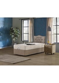 Mobilya Dükkanım Eko 90x190 cm Başlıklı Yataklı Sandıklı Tek Kişilik Baza Seti Bej