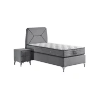 Mobilya Dükkanım Lotus 100x200 cm Başlıklı Yataklı Sandıklı Tek Kişilik Baza Seti Siyah