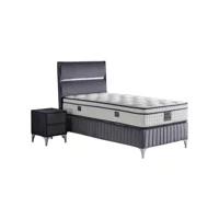 Mobilya Dükkanım Silver 100x200 cm Başlıklı Yataklı Sandıklı Tek Kişilik Baza Seti Siyah