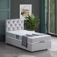 Setay Eylül 120x200 cm Başlıklı Yataklı Sandıklı Tek Kişilik Baza Seti Açık Gri