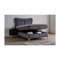 Mobilya Dükkanım Elegance 100x200 cm Başlıklı Yataklı Sandıklı Tek Kişilik Baza Seti Siyah