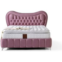Mobilya Dükkanım Paris 90x190 cm Başlıklı Yataklı Sandıklı Tek Kişilik Baza Seti Pembe