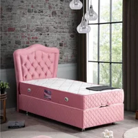 Setay Camelli 100x200 cm Başlıklı Yataklı Sandıklı Tek Kişilik Baza Seti Pembe