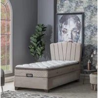 Weltew Home Kiev 100x200 cm Başlıklı Sandıklı Tek Kişilik Baza Seti Bej