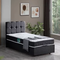 Setay Berlin 90x190 cm Başlıklı Yataklı Sandıklı Tek Kişilik Baza Seti Antrasit Gri