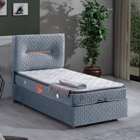 Setay Astra 90x190 cm Başlıklı Yataklı Sandıklı Tek Kişilik Baza Seti Açık Mavi