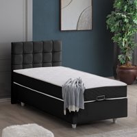 Setay Tavira 90x200 cm Başlıklı Yataklı Sandıklı Tek Kişilik Baza Seti Antrasit