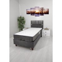 İpek Mobilya Volo 140x190 cm Başlıksız Sandıklı Tek Kişilik Baza Seti Gri