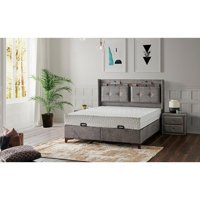 Mobilya Dükkanım Pier 100x200 cm Başlıklı Yataklı Sandıklı Tek Kişilik Baza Seti Gri
