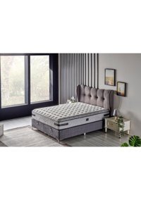 Mobilya Dükkanım Viscomfort 90x190 cm Başlıklı Yataklı Sandıklı Tek Kişilik Baza Seti Gri