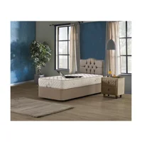 Mobilya Dükkanım Eko 90x200 cm Başlıklı Yataklı Sandıklı Tek Kişilik Baza Seti Krem