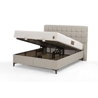 Mobilya Dükkanım Sidney 90x200 cm Başlıklı Sandıklı Tek Kişilik Baza Seti Krem
