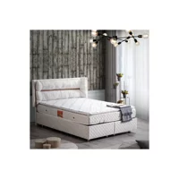 Setay Barselona 90x200 cm Başlıklı Yataklı Sandıklı Tek Kişilik Baza Seti Krem