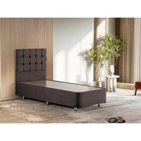 Niron Rama 90x200 cm Başlıklı Sandıklı Tek Kişilik Baza Seti Füme