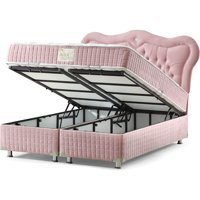 Belletto Valencia 90x190 cm Başlıklı Yataklı Sandıklı Tek Kişilik Baza Seti Pembe