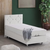 Setay Glamis 100x200 cm Başlıklı Yataklı Sandıklı Tek Kişilik Baza Seti Beyaz