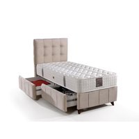 Mobilya Dükkanım Polo - Smart 90x190 cm Başlıklı Sandıklı Tek Kişilik Baza Seti krem