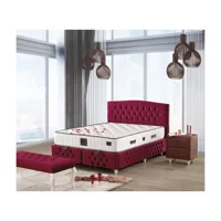 Mobilya Dükkanım Soft 90x190 cm Başlıklı Yataklı Sandıklı Tek Kişilik Baza Seti Kırmızı