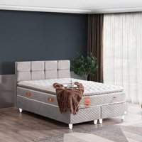 Cesur Gümüş 90x190 cm Başlıklı Yataklı Sandıklı Tek Kişilik Baza Seti Açık Gri