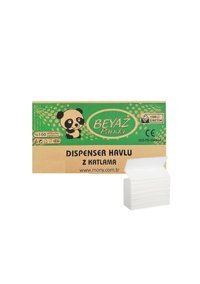 Beyaz Panda Dispenser 2 Katlı 200 Yaprak 12'li Z Katlama Kağıt Havlu