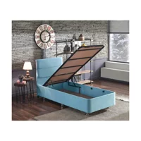 Niron Yatak Cozy 90x190 cm Başlıklı Yataklı Sandıklı Tek Kişilik Baza Seti Mavi