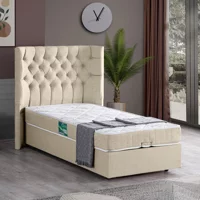 Setay Matilda 90x200 cm Başlıklı Yataklı Sandıklı Tek Kişilik Baza Seti Krem