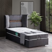 Setay Lizbon 100x200 cm Başlıklı Yataklı Sandıklı Tek Kişilik Baza Seti Antrasit