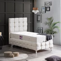 Setay Duke Lüx 120x200 cm Başlıklı Yataklı Sandıklı Tek Kişilik Baza Seti Krem