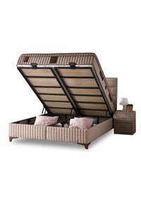 Mobilya Dükkanım Master 90x200 cm Başlıklı Sandıklı Tek Kişilik Baza Seti Bej