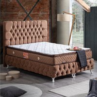Setay Roma 100x200 cm Başlıklı Yataklı Sandıklı Tek Kişilik Baza Seti Kahverengi