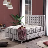 Setay Karmen 100x200 cm Başlıklı Yataklı Sandıklı Tek Kişilik Baza Seti Gri