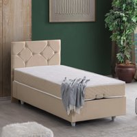 Setay Glamis 90x200 cm Başlıklı Yataklı Sandıklı Tek Kişilik Baza Seti Bej