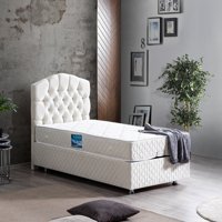 Setay Zümrüt 90x190 cm Başlıklı Yataklı Sandıklı Tek Kişilik Baza Seti Krem