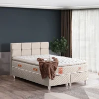Cesur Gümüş 90x190 cm Başlıklı Yataklı Sandıklı Tek Kişilik Baza Seti Krem