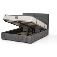 Mobilya Dükkanım Prag 120x200 cm Başlıklı Sandıklı Tek Kişilik Baza Seti Siyah