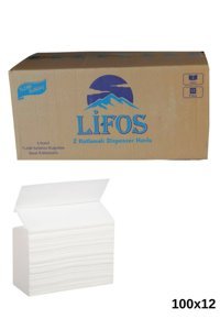 Lifos Dispenser 2 Katlı 100 Yaprak 12'li Z Katlama Kağıt Havlu
