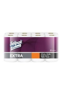 Selpak Professional Extra 2 Katlı 100 Yaprak 8'li Rulo Kağıt Havlu