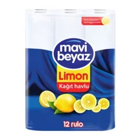 Mavi Beyaz Limon Kokulu 2 Katlı 12'li Rulo Kağıt Havlu