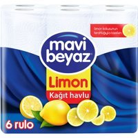 Mavi Beyaz Limon Kokulu 2 Katlı 6'lı Rulo Kağıt Havlu