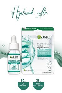 Garnier Tazeleyici Aloe Veralı Nemlendiricili Kağıt Yüz Maskesi 28 gr+30 ml