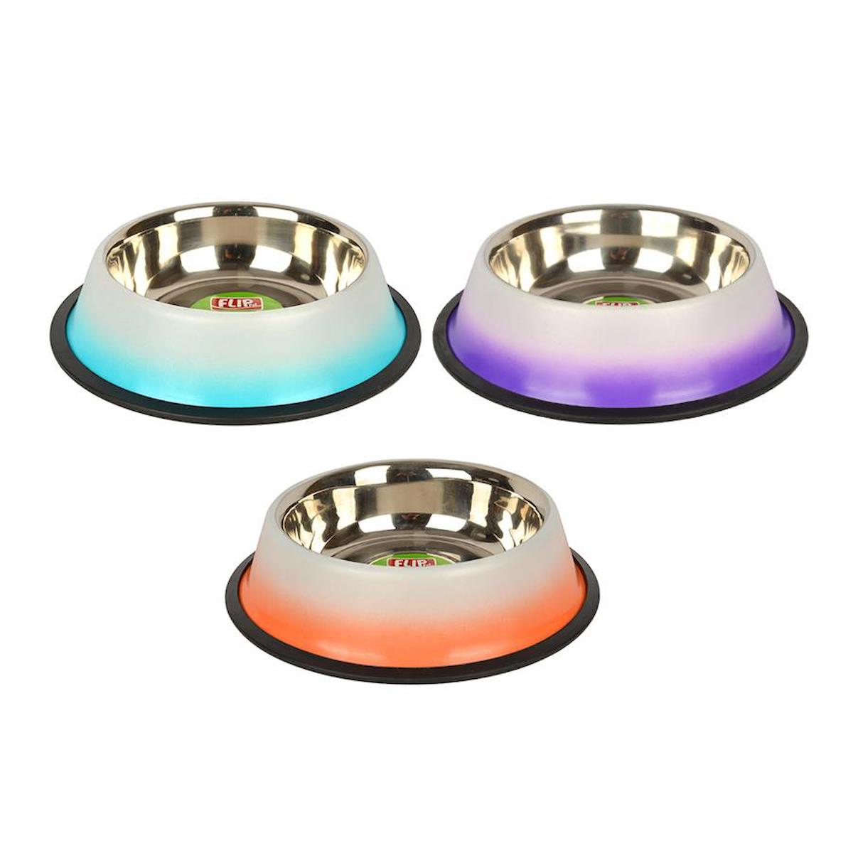 Flip 24 Oz. KE-3204DS Kaymaz 720 ml Çift Renkli Çelik Mama Kabı