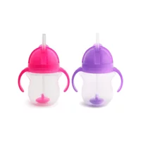 Munchkin Pipetli Akıtmaz Kulplu 6+ Ay 207 ml Alıştırma Bardağı Pembe-Mor