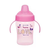 Mycey Akıtmaz Kulplu 0+ Ay 240 ml Alıştırma Bardağı Pembe