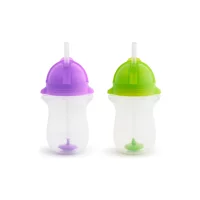Munchkin Pipetli Akıtmaz Kulpsuz 12+ Ay 296 ml Alıştırma Bardağı Mor-Yeşil