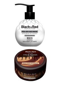 Black & Red Beyaz+Çikolatalı Killi Soyulabilir Krem Yüz Maskesi 250 ml+400 gr