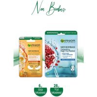 Garnier Canlandırıcı Nemlendiricili Kağıt Yüz Maskesi 28 gr + Göz Altı Torbalarına Karşı Kağıt Göz Maskesi 6 gr