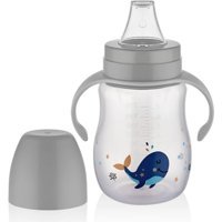 Baby Jem Akıtmaz Kulplu 6+ Ay 250 ml Alıştırma Bardağı Gri