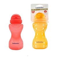 Bebedor Pipetli Akıtmaz Kulpsuz 6+ Ay 330 ml Alıştırma Bardağı Fuşya-Turuncu