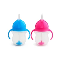 Munchkin Pipetli Akıtmaz Kulplu 6+ Ay Alıştırma Bardağı Mavi-Pembe